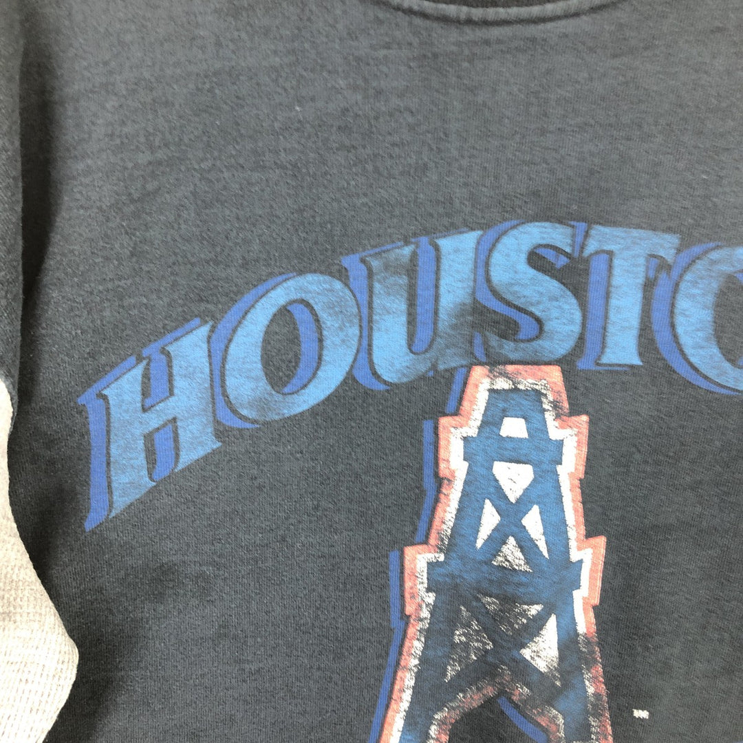 90'S JOSTENS NFL HOUSTON OILERS Houston Oilers Long Sleeve T-Shirt, Made in USA, Men's L, Vintage cotton navy blue type Vintage Second Hand