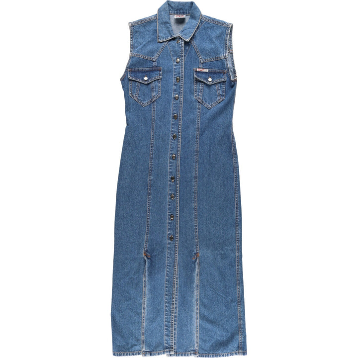 strom maxi length sleeveless denim dress women's size L /eaa429754