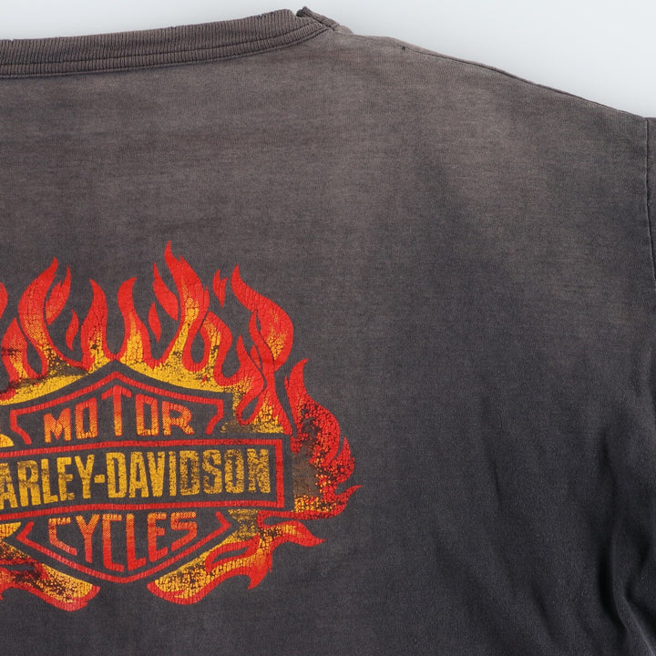 90'S Harley-Davidson Fire Pattern Cut-off Long T-Shirt, Women's XXXL Size / eaa429764