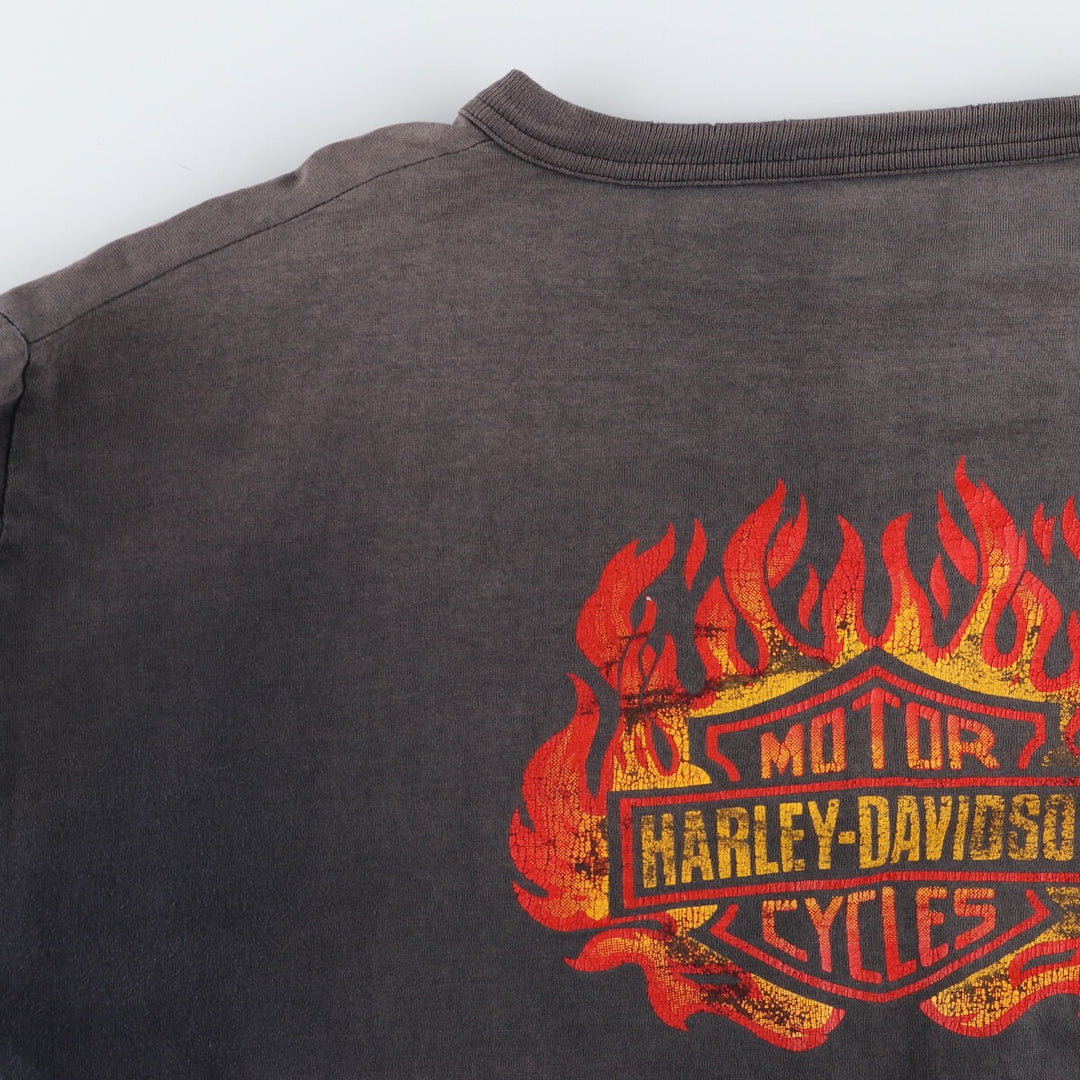 90'S Harley-Davidson Fire Pattern Cut-off Long T-Shirt, Women's XXXL Size / eaa429764