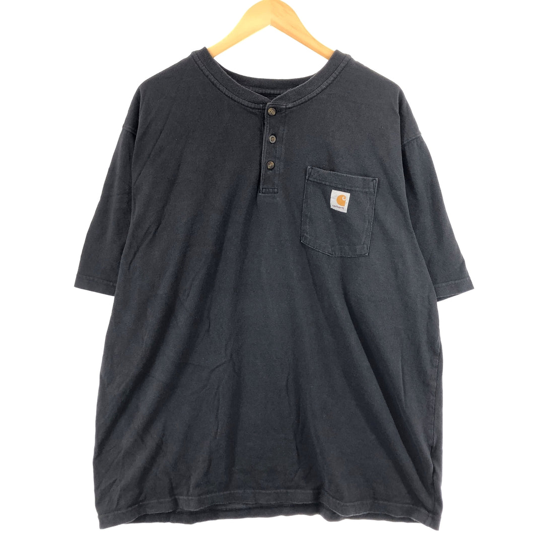 Carhartt Loose Fit Henley Neck Short Sleeve One Point Logo Pocket T-Shirt Men's XL /eaa429825