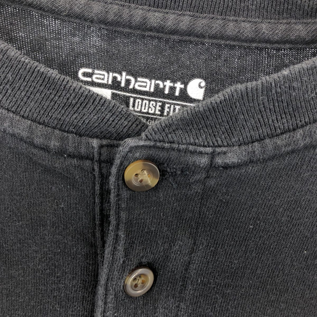 Carhartt Loose Fit Henley Neck Short Sleeve One Point Logo Pocket T-Shirt Men's XL /eaa429825