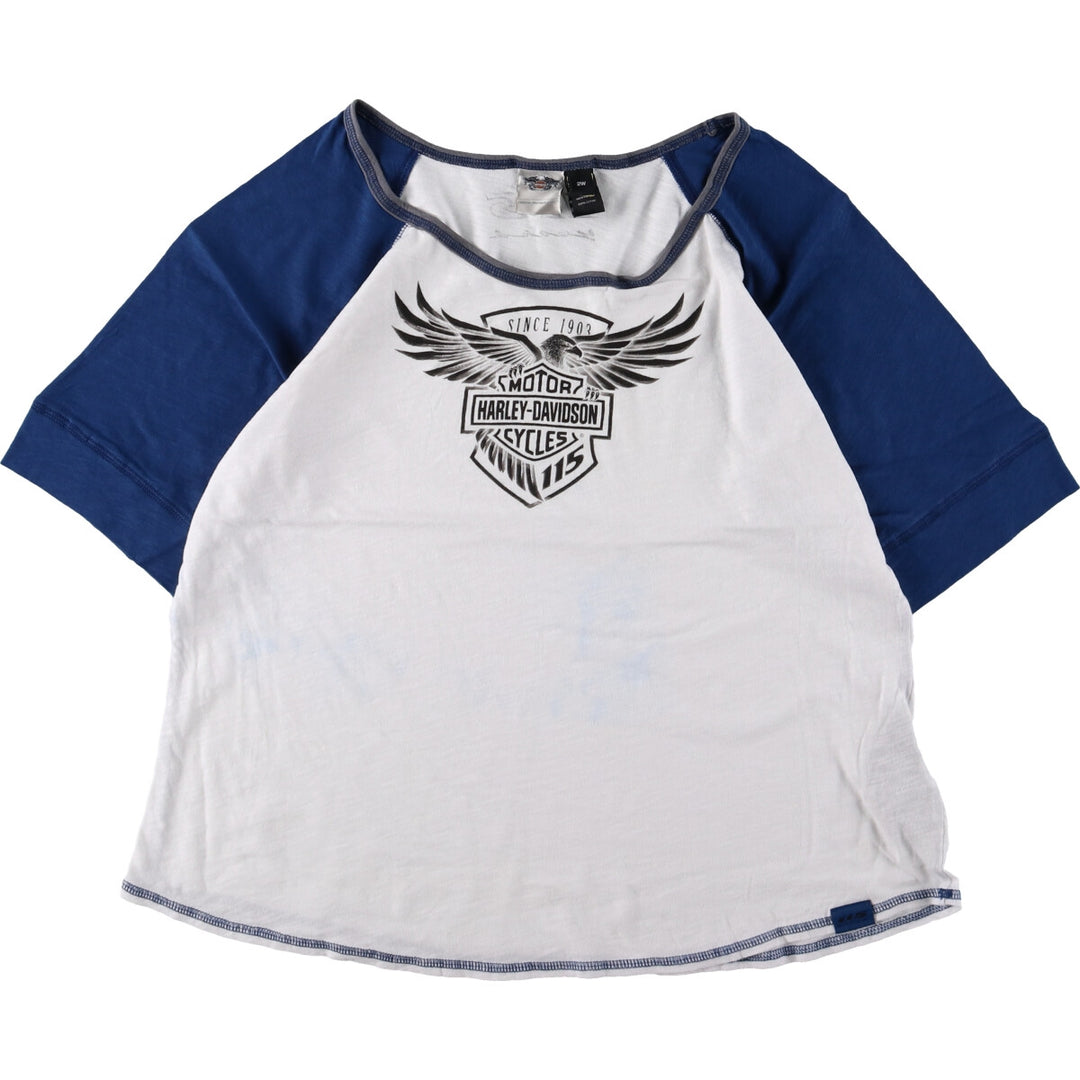 Harley-Davidson Eagle Pattern Raglan Motorcycle Bike T-shirt Women's XXL / eaa429913