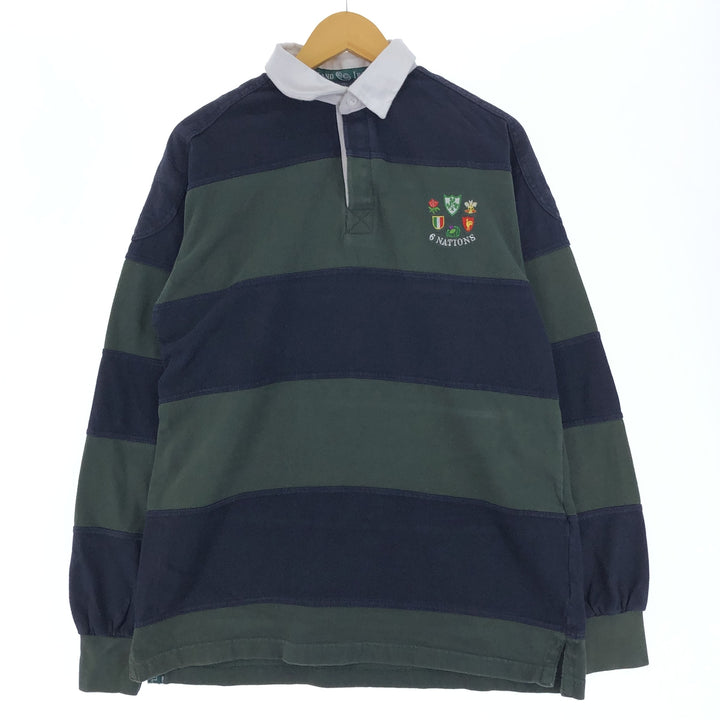 CARA CRAFT Border Pattern Long Sleeve Rugby Shirt Men's XL Short Sleeve /eaa429924