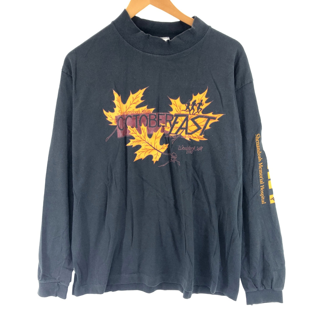 90'S JOCKEY High Neck Long T-Shirt Long Sleeve T Made in USA Men's L Vintage cotton black type Vintage Second Hand