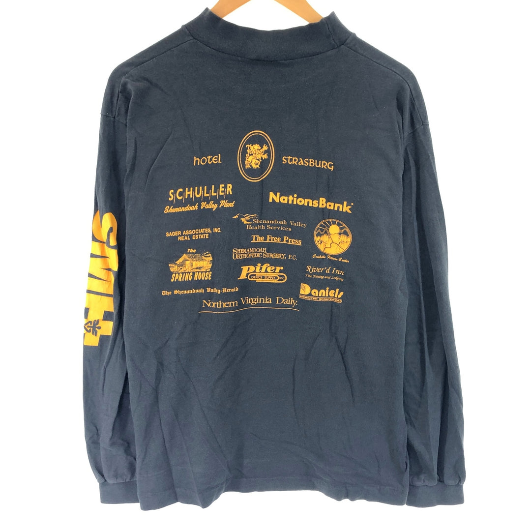 90'S JOCKEY High Neck Long T-Shirt Long Sleeve T Made in USA Men's L Vintage cotton black type Vintage Second Hand