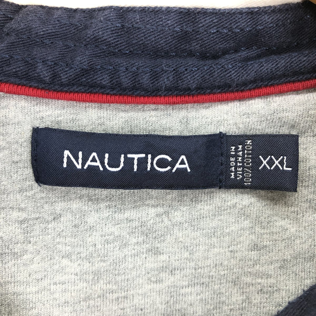 NAUTICA Back Logo Border Pattern Long Sleeve Rugby Shirt Men's XXL /eaa430187