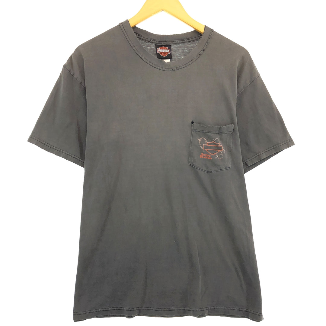 00'S Harley-Davidson Hanes Back Print Motorcycle Bike T-Shirt Made in USA Men's L /eaa430205