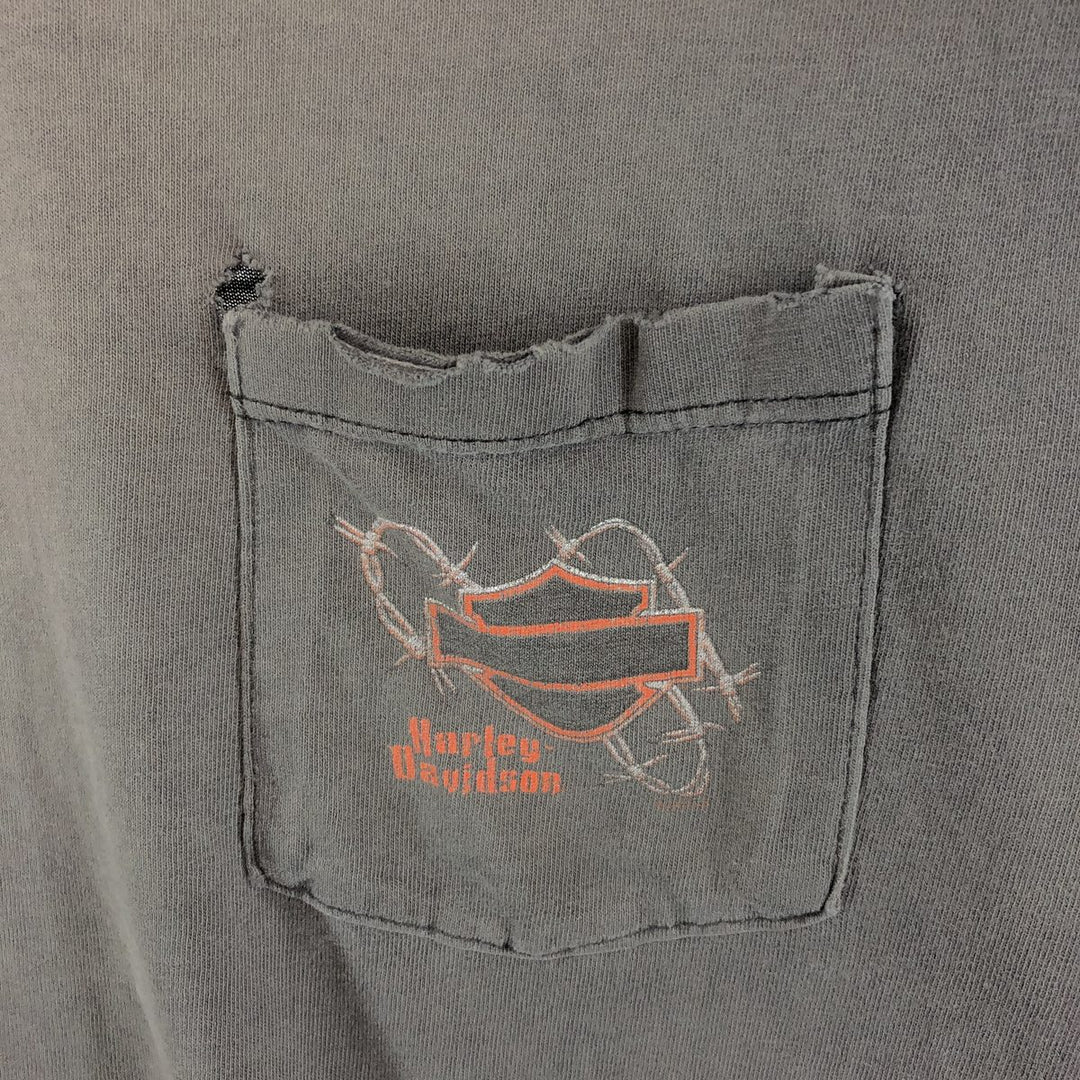 00'S Harley-Davidson Hanes Back Print Motorcycle Bike T-Shirt Made in USA Men's L /eaa430205