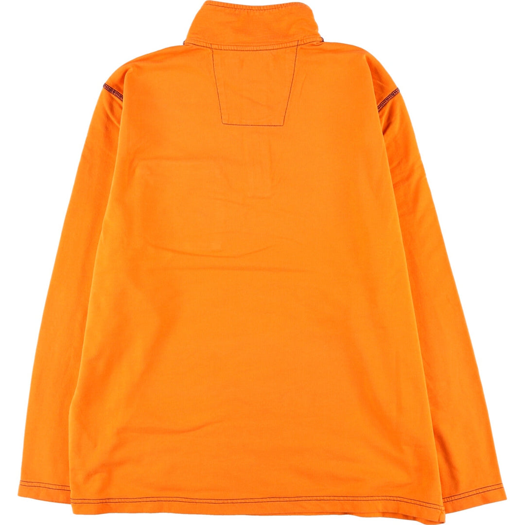 NAUTICA Half Zip High Neck Long T-Shirt, Men's L cotton orange type Vintage Second Hand