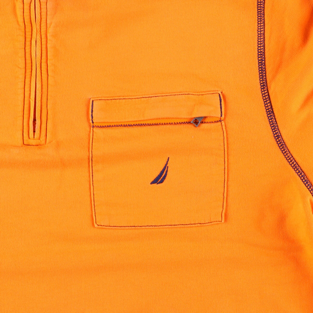 NAUTICA Half Zip High Neck Long T-Shirt, Men's L cotton orange type Vintage Second Hand