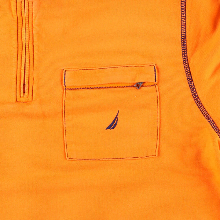 NAUTICA Half Zip High Neck Long T-Shirt, Men's L cotton orange type Vintage Second Hand