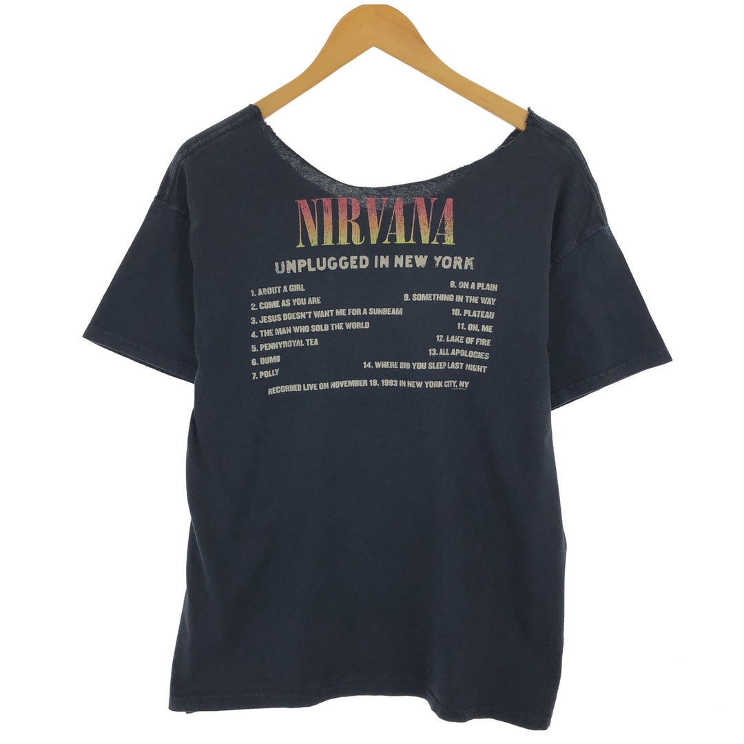 NIRVANA Cut-off Band T-Shirt, Made in USA, Men's L size / eaa430585