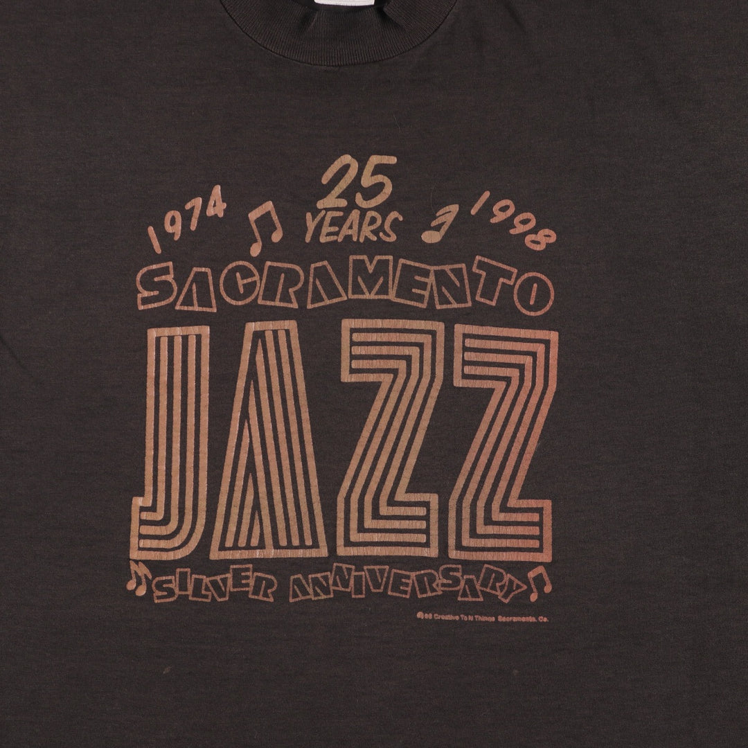 90'S Fruit of the Loom SACRAMENTO JAZZ Printed T-Shirt Men's XXL Vintage /eaa430659