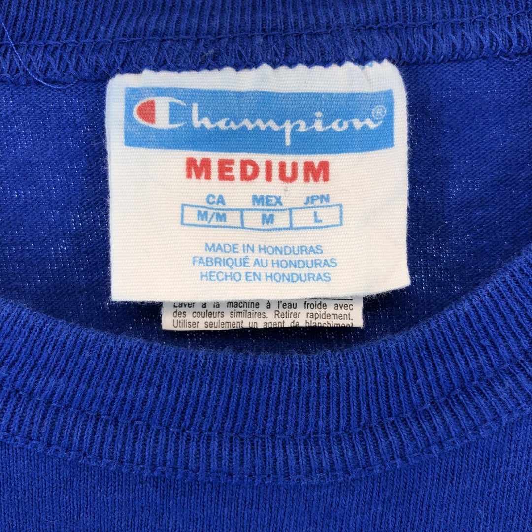Champion Replica Bar Tag One Point Logo T-Shirt Men's M cotton blue type Vintage Second Hand