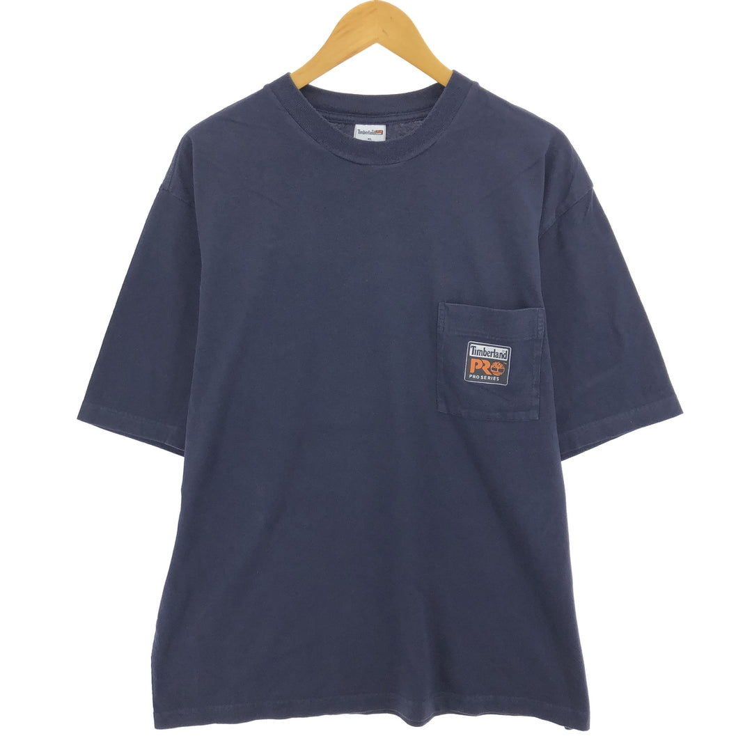 Timberland PRO SERIES Short Sleeve One Point Logo Pocket T-Shirt Men's XL cotton navy blue type Vintage Second Hand