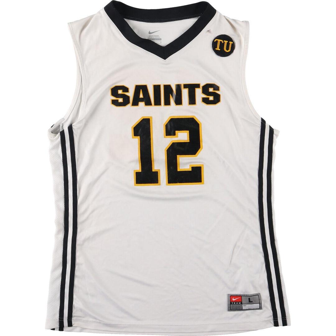 Nike V-neck mesh tank top game shirt, men's L polyester white type Vintage Second Hand