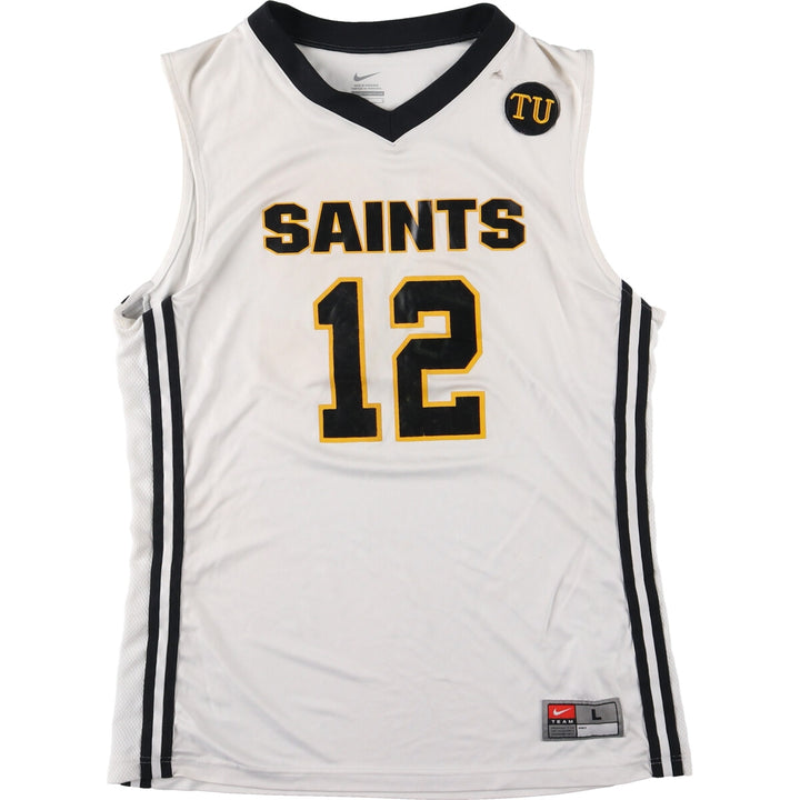 Nike V-neck mesh tank top game shirt, men's L polyester white type Vintage Second Hand