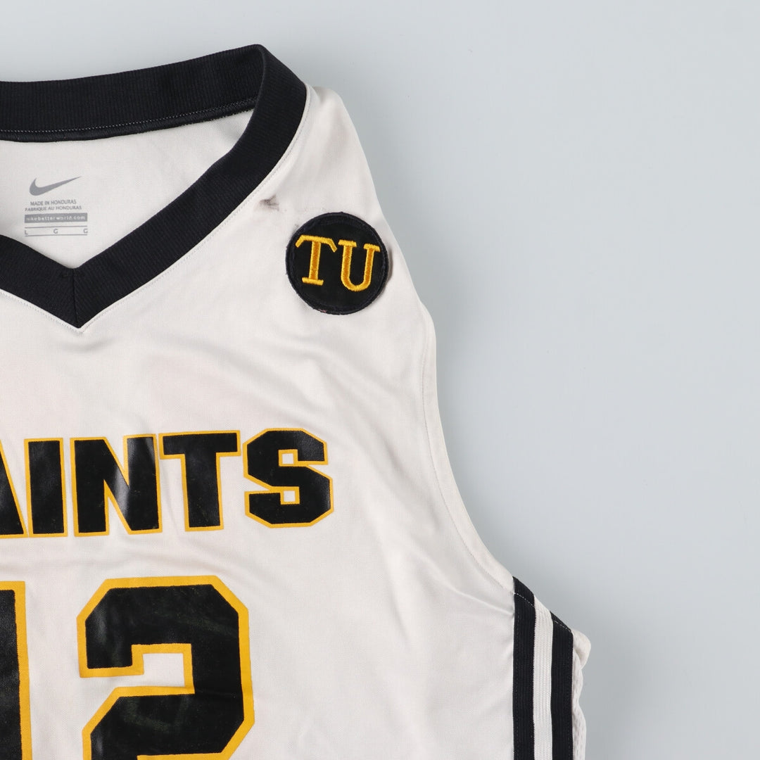 Nike V-neck mesh tank top game shirt, men's L polyester white type Vintage Second Hand