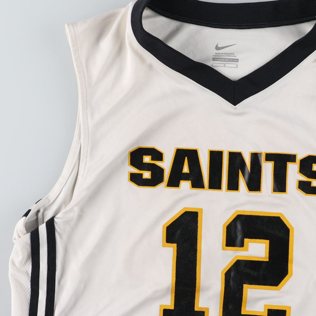 Nike V-neck mesh tank top game shirt, men's L polyester white type Vintage Second Hand