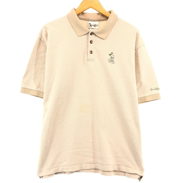 WALT DISNEY World Short Sleeve Polo Shirt Men's XL cotton Beige type Vintage Second Hand