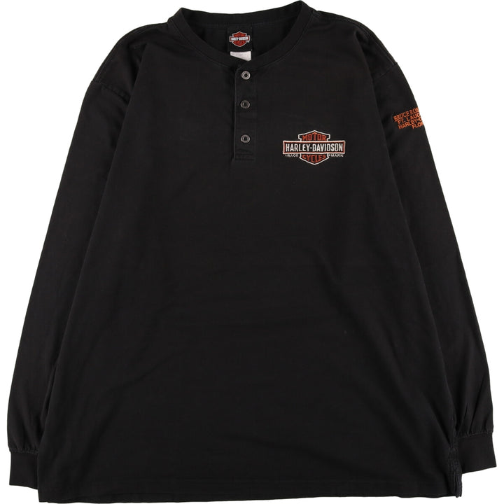 Big size Harley-Davidson back logo Henley neck long T-shirt long T men's XXXL equivalent / eaa430768