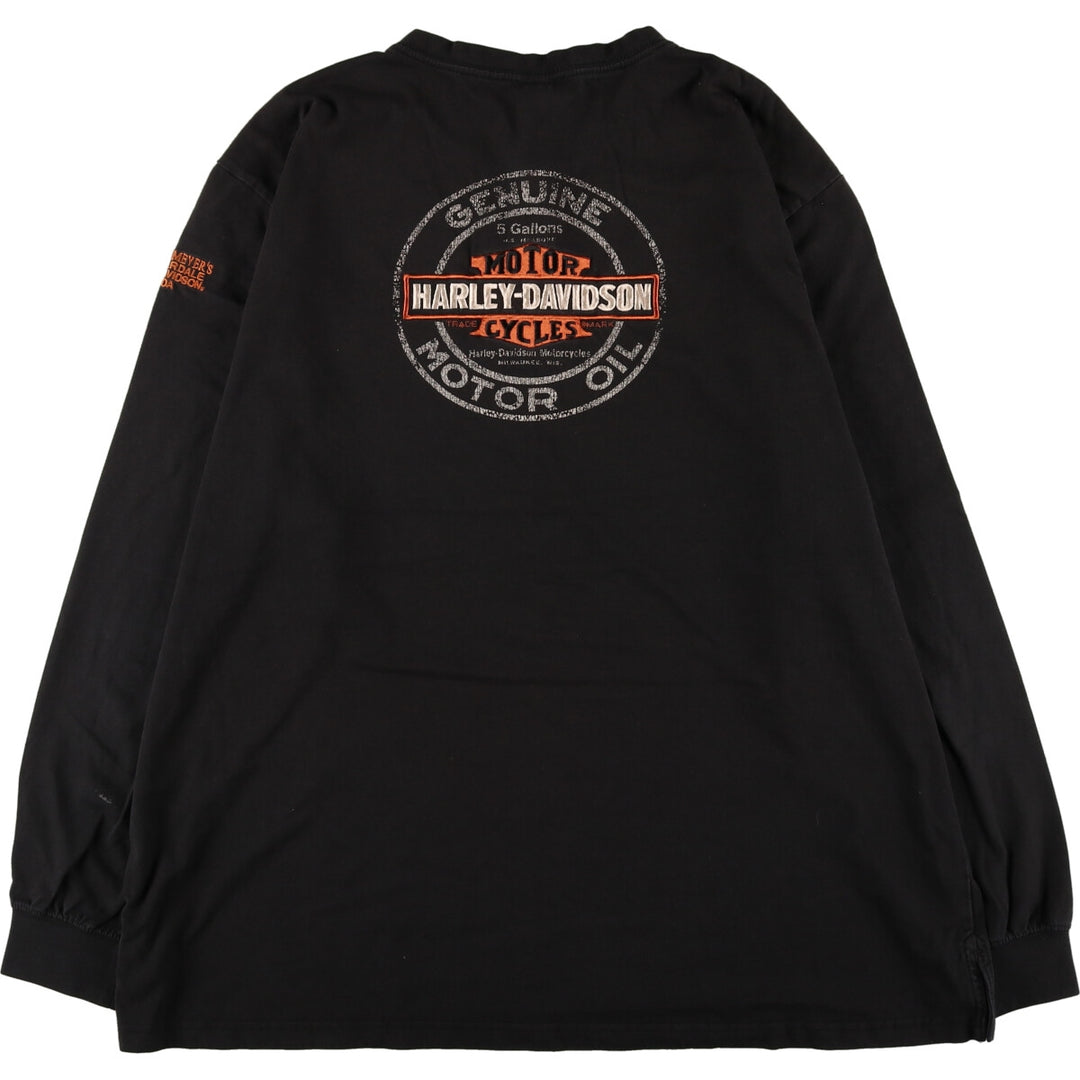 Big size Harley-Davidson back logo Henley neck long T-shirt long T men's XXXL equivalent / eaa430768