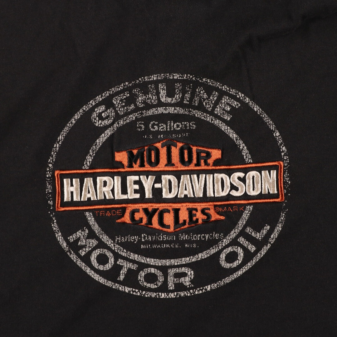 Big size Harley-Davidson back logo Henley neck long T-shirt long T men's XXXL equivalent / eaa430768