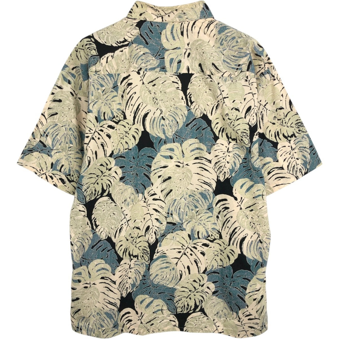 TORI RICHARD All-over Leaf Pattern Hawaiian Aloha Shirt, Boxy Shirt, Made in USA, Men's Size L (approx.) cotton black type Vintage Second Hand