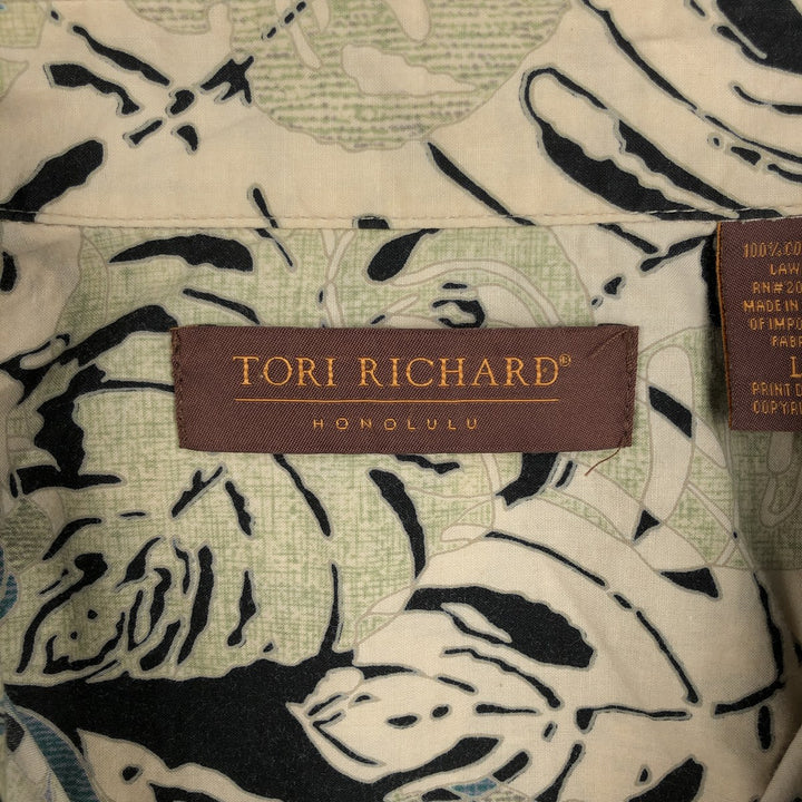TORI RICHARD All-over Leaf Pattern Hawaiian Aloha Shirt, Boxy Shirt, Made in USA, Men's Size L (approx.) cotton black type Vintage Second Hand