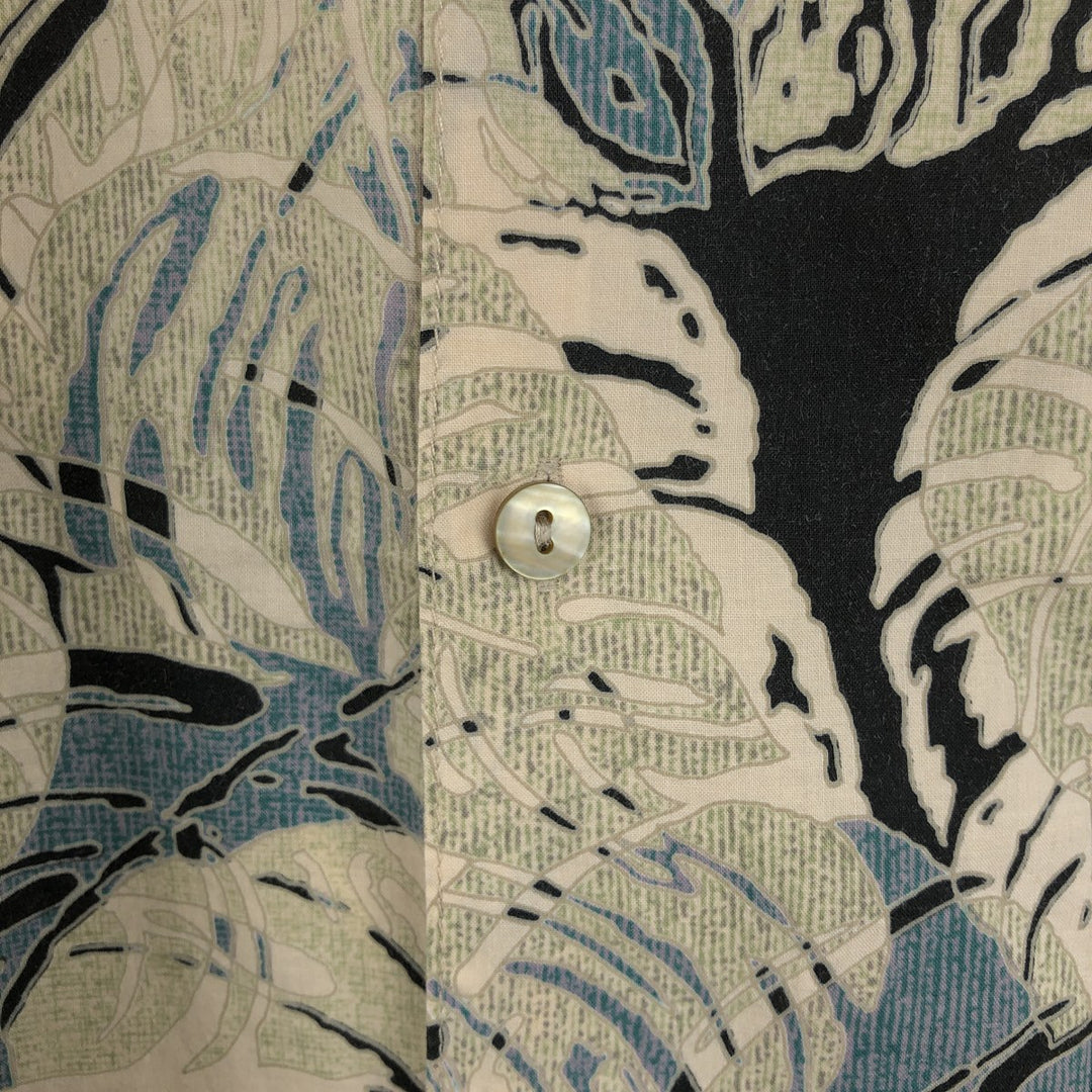 TORI RICHARD All-over Leaf Pattern Hawaiian Aloha Shirt, Boxy Shirt, Made in USA, Men's Size L (approx.) cotton black type Vintage Second Hand