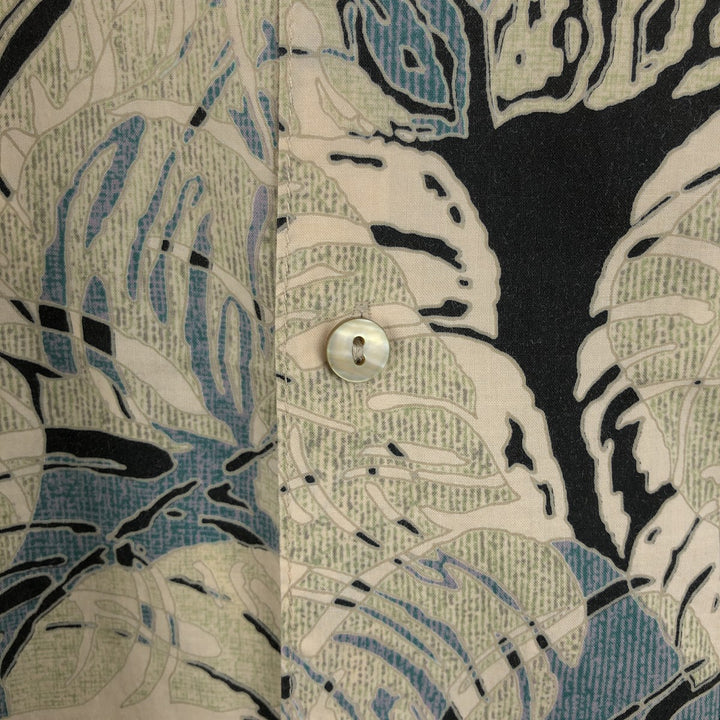 TORI RICHARD All-over Leaf Pattern Hawaiian Aloha Shirt, Boxy Shirt, Made in USA, Men's Size L (approx.) cotton black type Vintage Second Hand