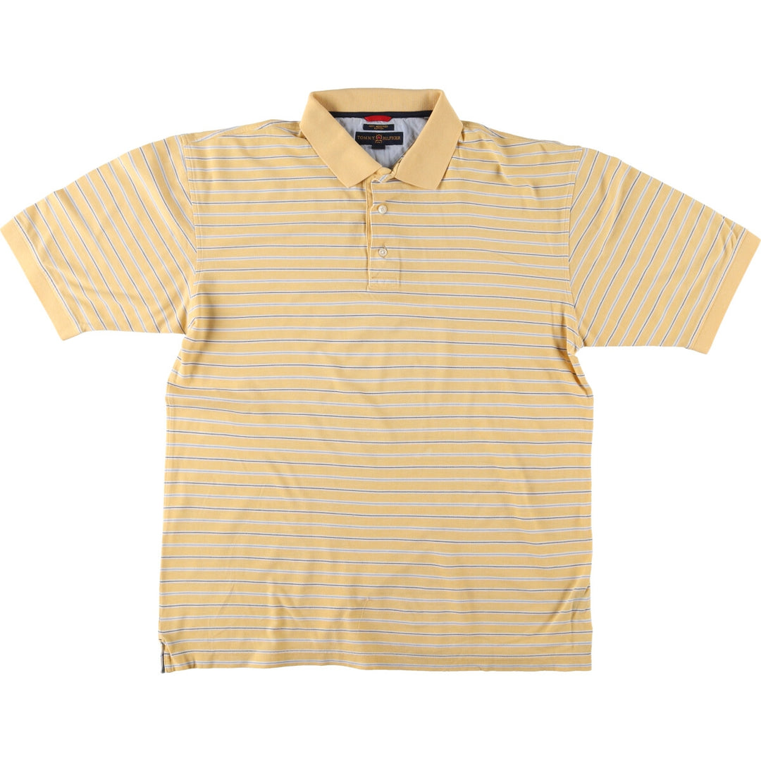 00'S Tommy Hilfiger GOLF short sleeve striped polo shirt for men, size L cotton yellow type Vintage Second Hand