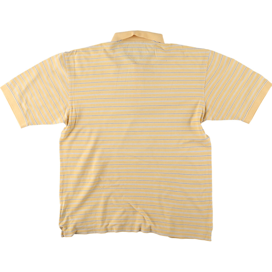 00'S Tommy Hilfiger GOLF short sleeve striped polo shirt for men, size L cotton yellow type Vintage Second Hand