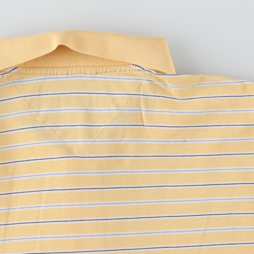 00'S Tommy Hilfiger GOLF short sleeve striped polo shirt for men, size L cotton yellow type Vintage Second Hand