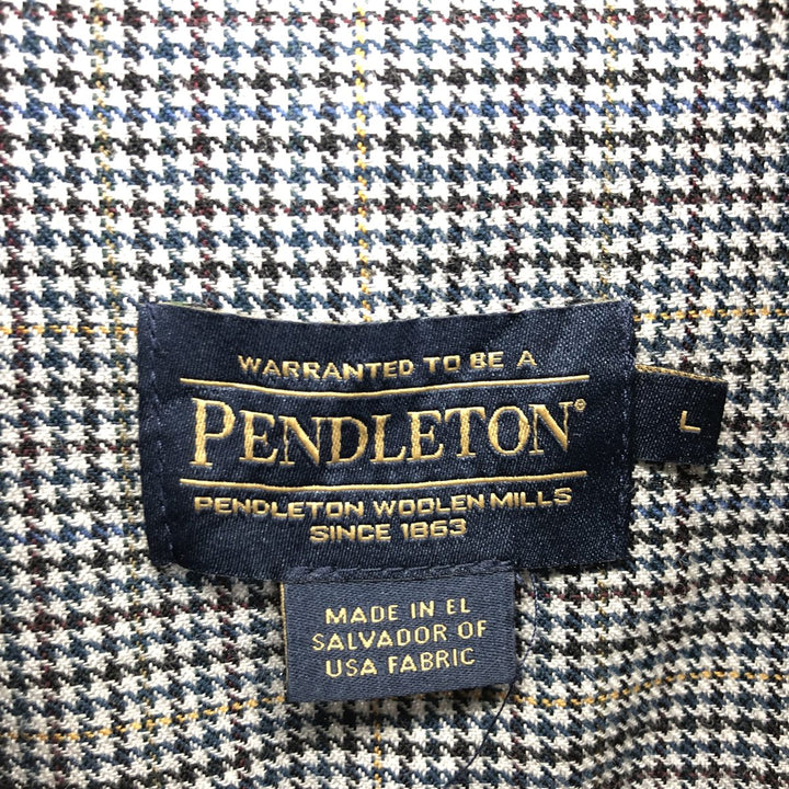 Pendleton Sir Pendleton Check Pattern Gun Club Check Wool Button Down Shirt Men's L /eaa431099