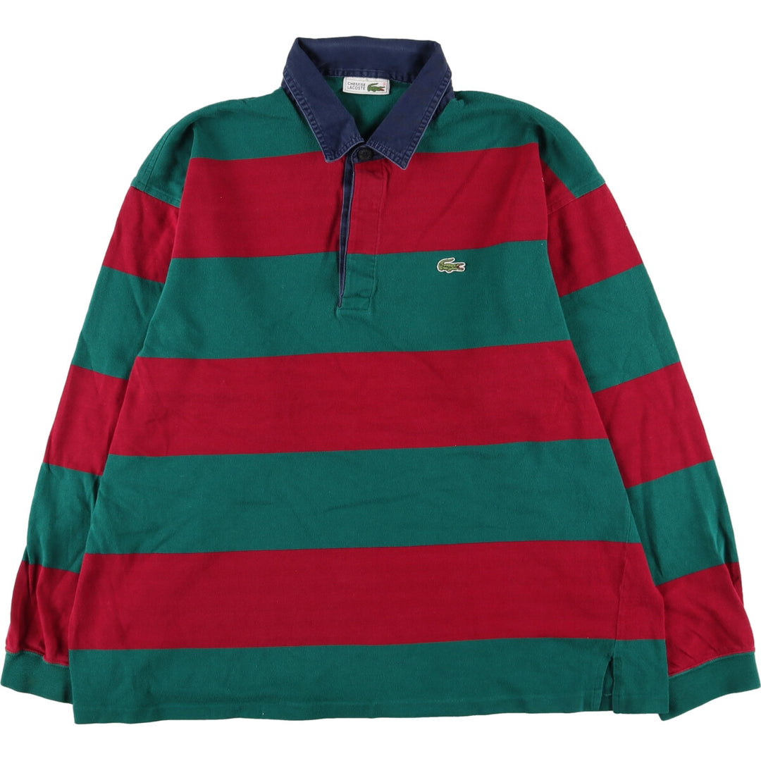 80'S Lacoste LACOSTE CHEMISE French Lacoste Border Pattern Long Sleeve Rugby Shirt Men's XL Vintage /eaa431413