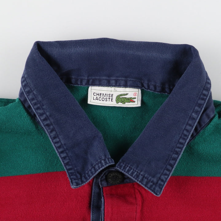 80'S Lacoste LACOSTE CHEMISE French Lacoste Border Pattern Long Sleeve Rugby Shirt Men's XL Vintage /eaa431413