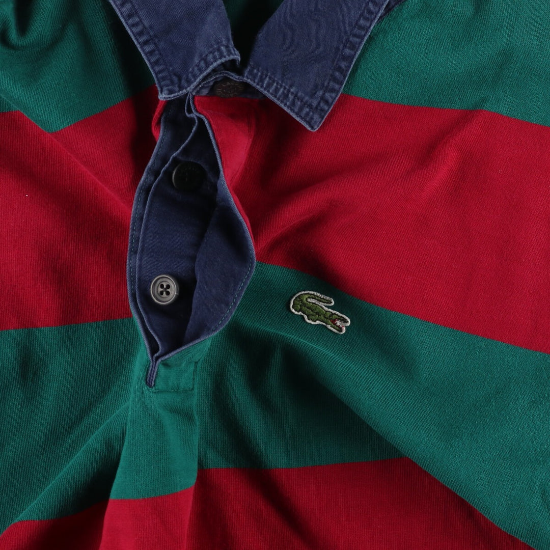 80'S Lacoste LACOSTE CHEMISE French Lacoste Border Pattern Long Sleeve Rugby Shirt Men's XL Vintage /eaa431413