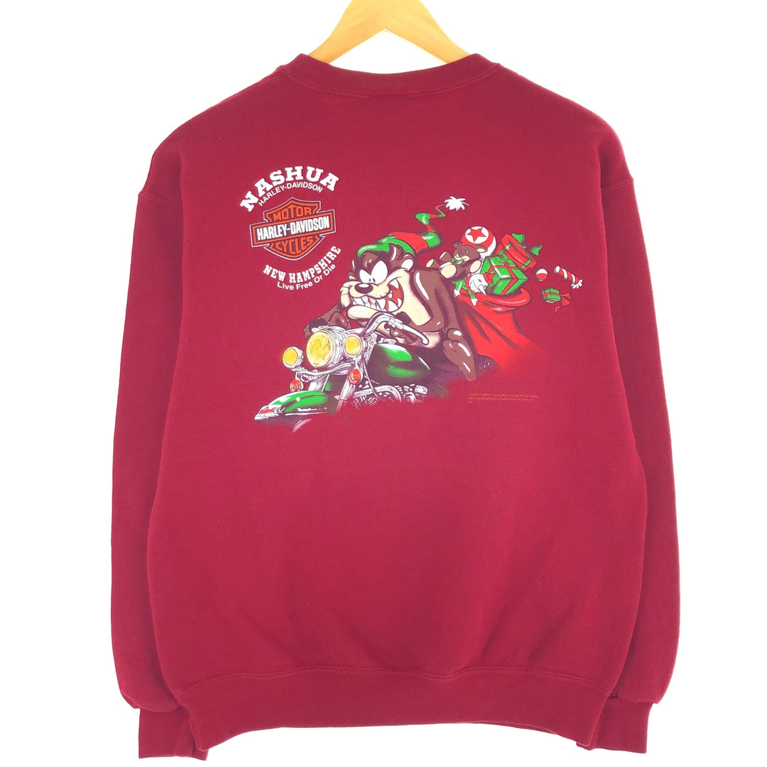 00'S Harley Davidson Looney Tunes Tasmanian Devil Double-sided Print Character Sweatshirt Trainer Men's M /eaa431482