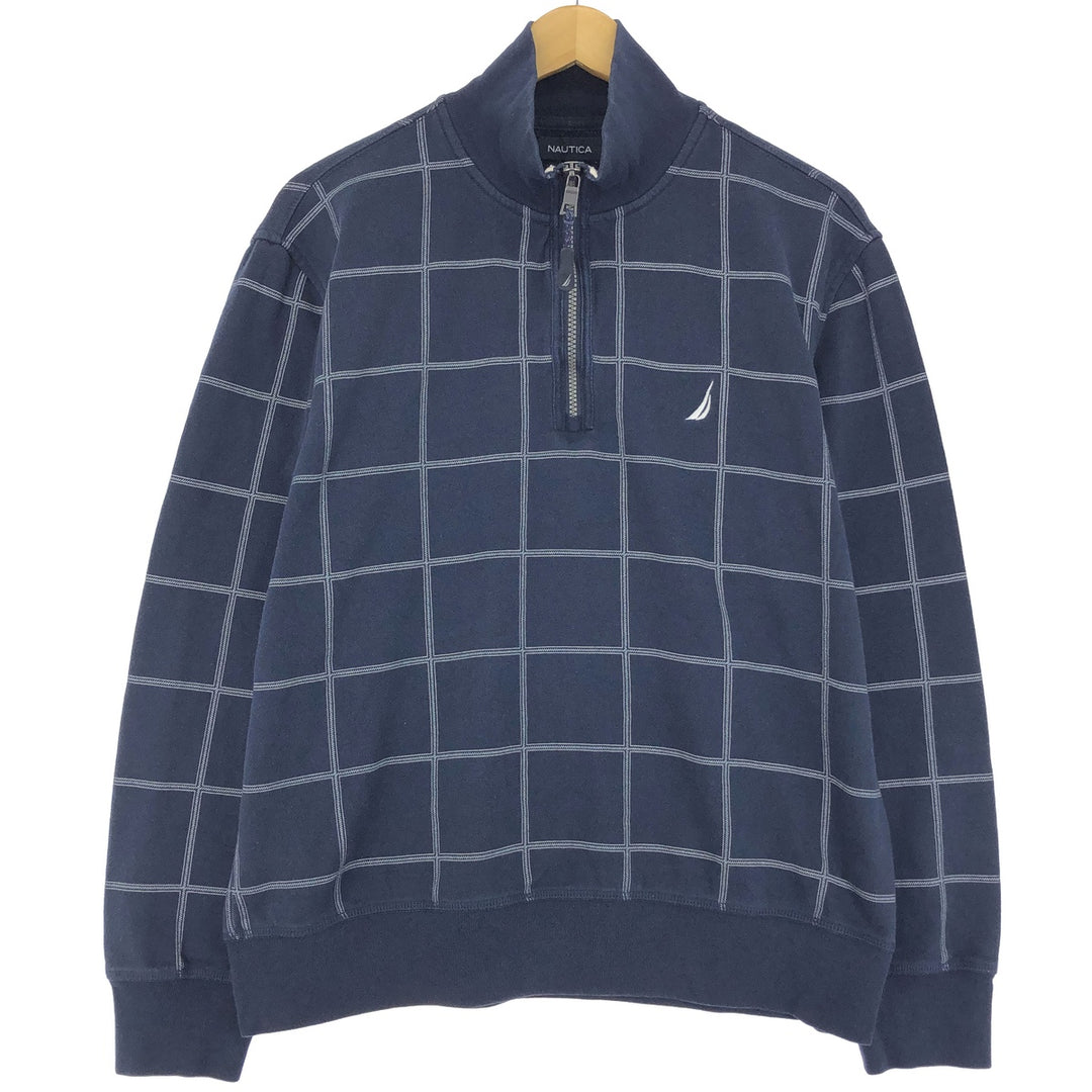 NAUTICA Check Pattern Half Zip Sweatshirt Trainer Men's M /eaa431792