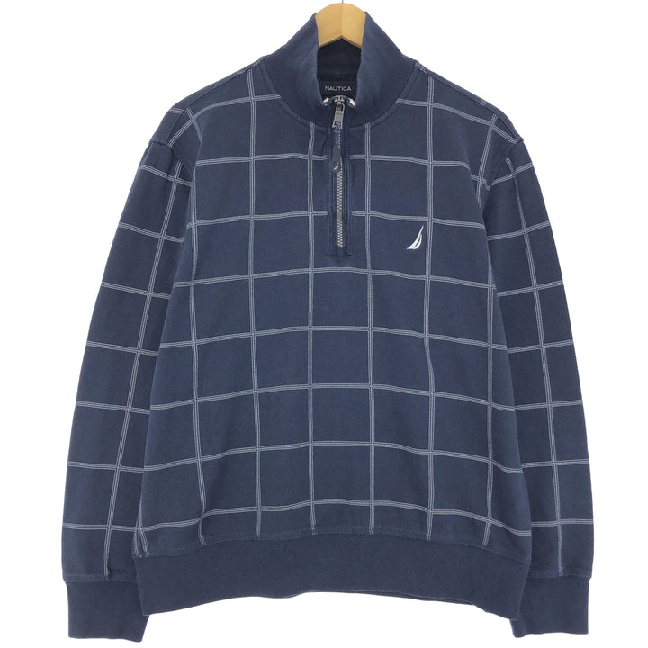 NAUTICA Check Pattern Half Zip Sweatshirt Trainer Men's M /eaa431792