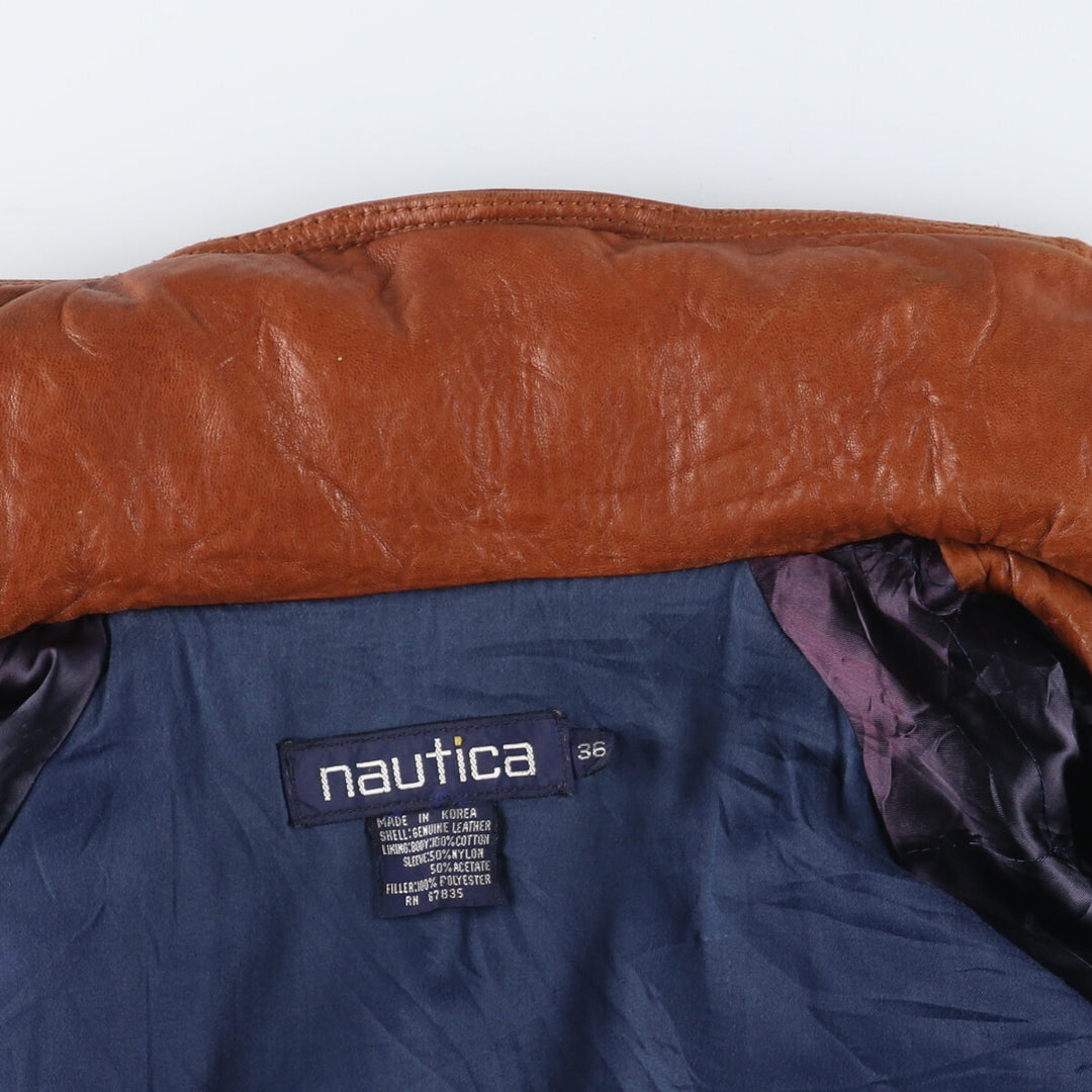 90'S Nautica Leather Blouson Type Men's L Vintage /eaa431973