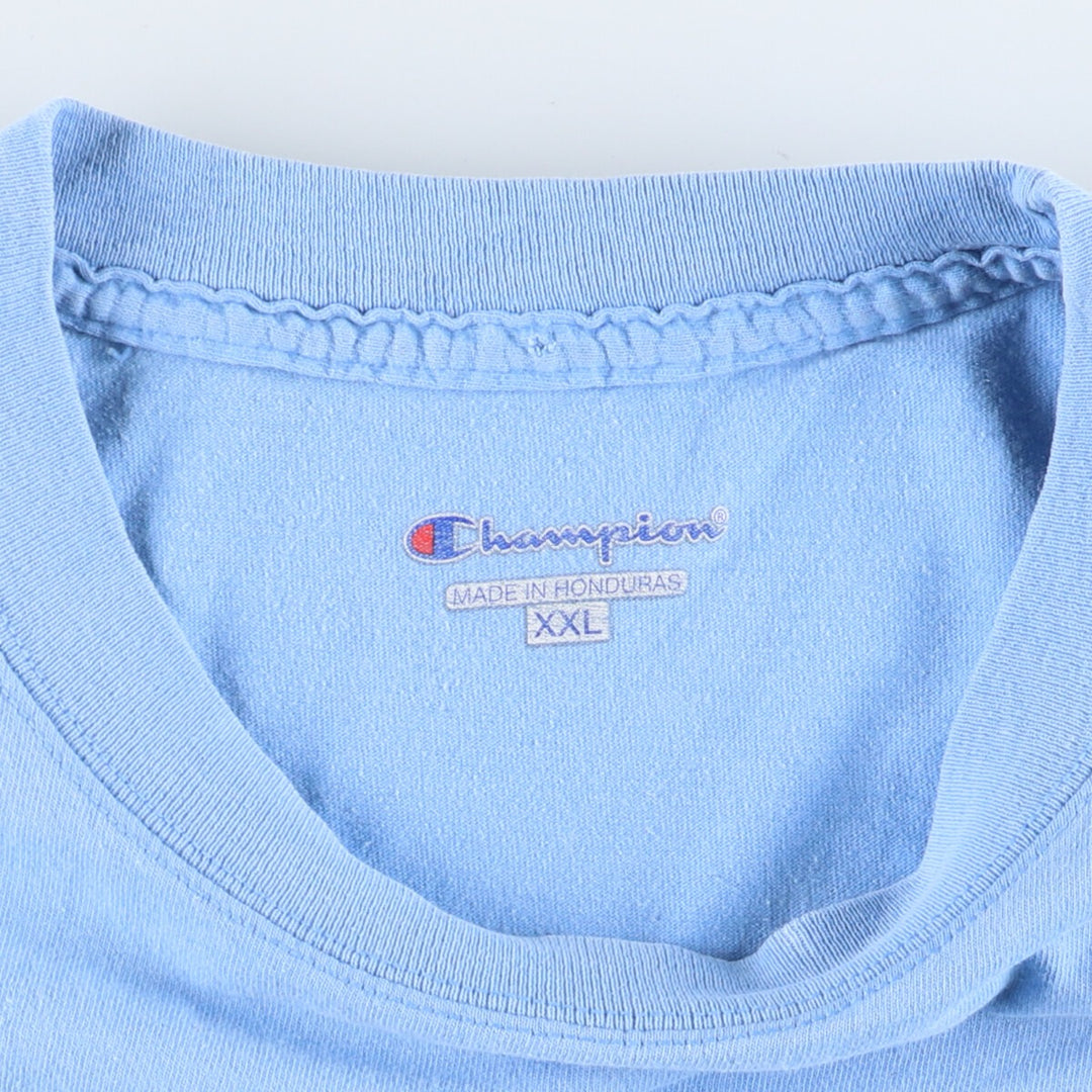 Champion One Point Logo T-shirt Men's XXL cotton Blue type light blue Vintage Second Hand