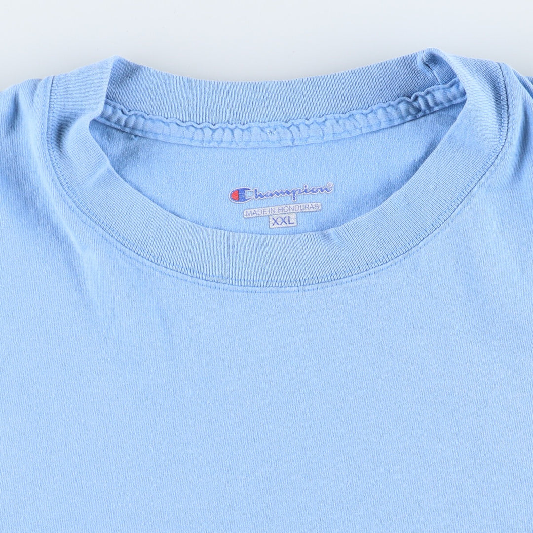 Champion One Point Logo T-shirt Men's XXL cotton Blue type light blue Vintage Second Hand
