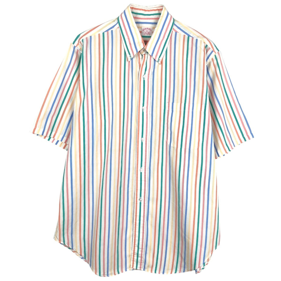 Brooks Brothers Est.1818 Short Sleeve Button-Down Striped Shirt, Men's Size L cotton multicolor Vintage Second Hand