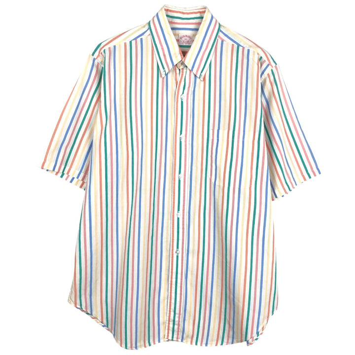 Brooks Brothers Est.1818 Short Sleeve Button-Down Striped Shirt, Men's Size L cotton multicolor Vintage Second Hand