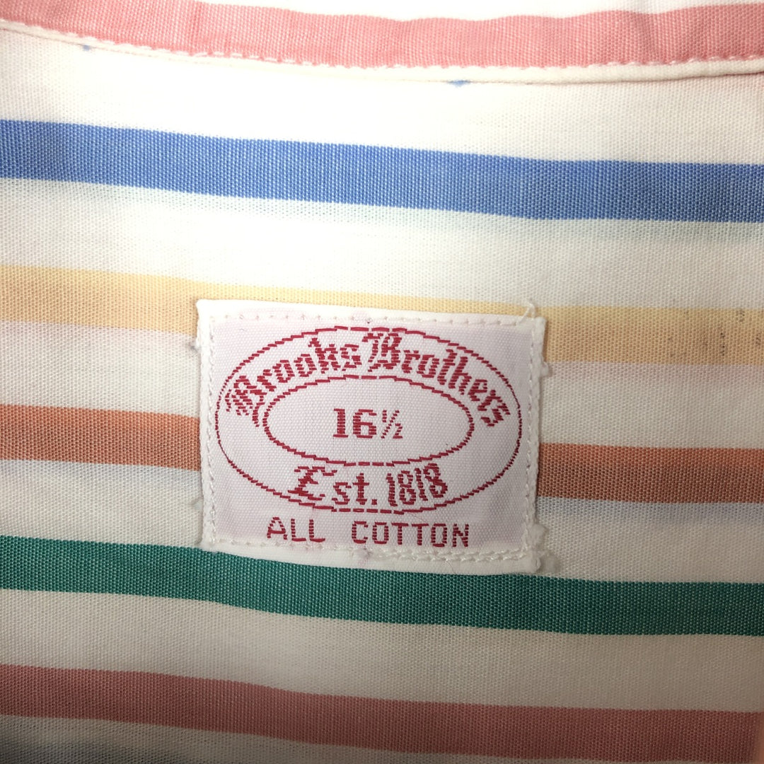 Brooks Brothers Est.1818 Short Sleeve Button-Down Striped Shirt, Men's Size L cotton multicolor Vintage Second Hand