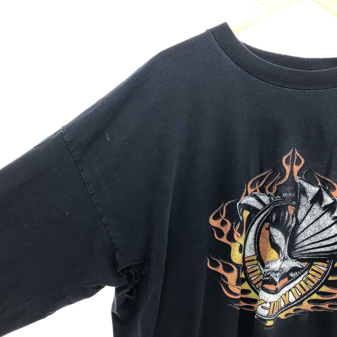 Big size 00'S Harley Davidson Eagle Pattern Fire Pattern Long T-shirt Long T Men's XXXL equivalent /eaa432258