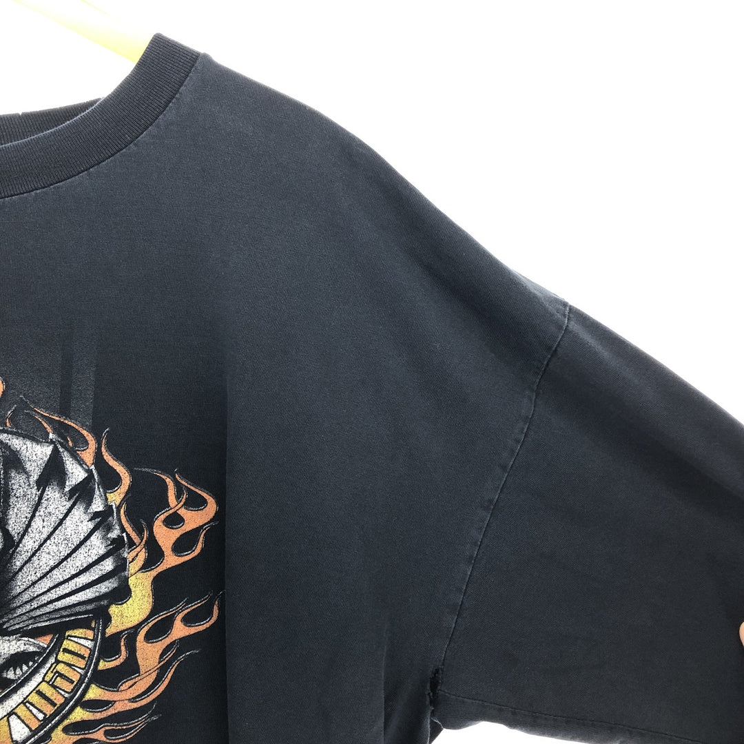 Big size 00'S Harley Davidson Eagle Pattern Fire Pattern Long T-shirt Long T Men's XXXL equivalent /eaa432258